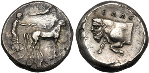 Sicily, Tetradrachm, Gela, c. 420-415 BC; AR ... 