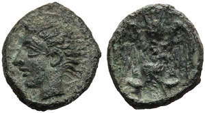 Sicily, Onkia, Katane, c. 405-402 BC; AE (g ... 