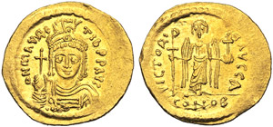 Mauricius Tiberius (583-602), Solidus, ... 