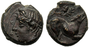 Sicily, Onkia, Piakos, c. 425-420 BC; AE (g ... 