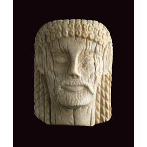 Ivory plaque in shape of Satyr head Greek ... 