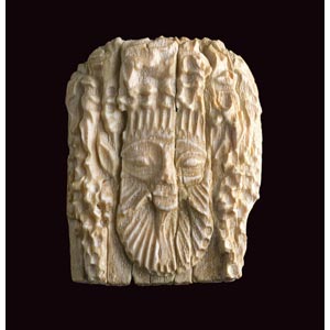 Ivory plaque in shape of Silenus head Greek ... 