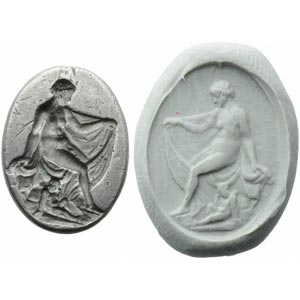 Intaglio in argento con Venere ed Eros I ... 