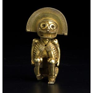 Idolo precolombiano in forma di scheletro ... 