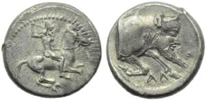 Sicily, Gela, Didrachm, c. 490-475 BC; AR (g ... 