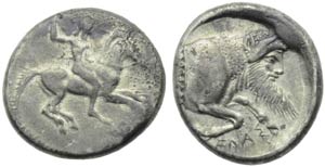 Sicily, Gela, Didrachm, c. 490-475 BC; AR (g ... 