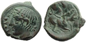 Sicily, Piakos, Tetras, c. 425-420 BC; AE (g ... 