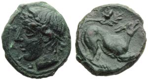 Sicily, Piakos, Onkia, c. 425-420 BC; AE (g ... 