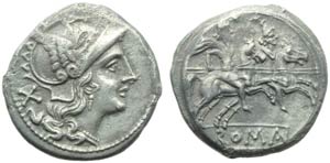 Anonymous, Denarius, Rome, after 215-214 BC; ... 