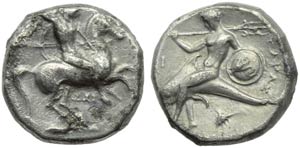 Apulia, Tarentum, Nomos, c. 332-302 BC; AR ... 