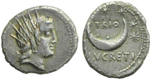 L. Lucretius Trio, Denarius, Rome, 76 BC; AR ... 