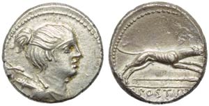 C. Postumius At or Ta, Denarius, Rome, 74 ... 