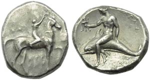 Apulia, Tarentum, Nomos, c. 302-280 BC; AR ... 