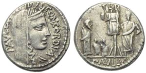 Paullus Aemilius Lepidus, Denarius, Rome, 62 ... 