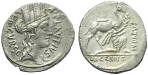 A. Plautius, Denarius, Rome, 55 BC; AR (g ... 