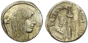 L. Hostilius Saserna, Denarius, Rome, 48 BC; ... 