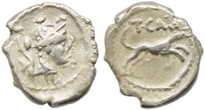 T. Carisius, Sesterzio, Roma, 46 a.C.; AR (g ... 