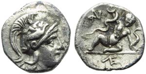 Apulia, Tarentum, Diobol, c. 250-230 BC; AR ... 