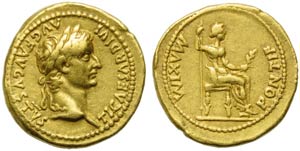 Tiberius (14-37), Aureus,  Lugdunum, c. AD ... 