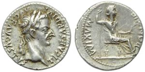 Tiberius (14-37), Denarius, Lugdunum, c. AD ... 