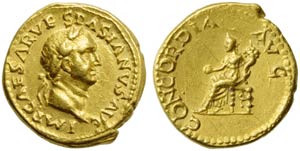Vespasiano (69-79), Aureo, Lugdunum (?), ... 