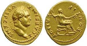 Titus, as Caesar (Vespasian, 69-79), Aureus, ... 
