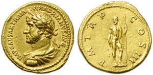 Adriano (117-138), Aureo, Roma, 119-122 ... 
