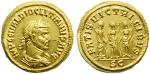 Diocleziano (284-305), Aureo, Cizico, ... 