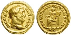 Diocletian (284-305), Aureus, Aquileia, AD ... 