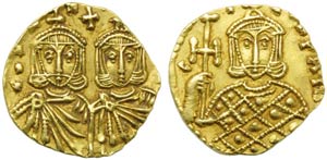 Costantino V con Leone IV (741-775), Solido, ... 