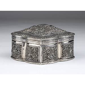 Polylobate  silver box - Burma, 19th ... 