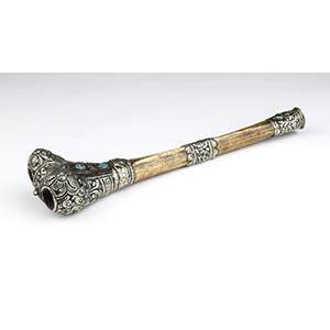 Tibetan trumpet in silver and bone - late ... 