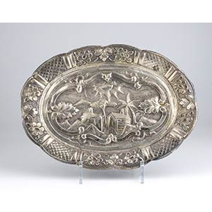  Oval silver tray - Southeast Asia, early ... 