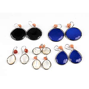6 pairs of sterling silver earrings with ... 