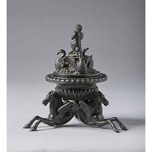 Bronze inkwell with seahorses - ... 