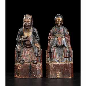 DUE FIGURE IN LEGNO LACCATOCina, XIX-XX ... 