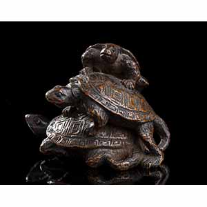 OKIMONO IN LEGNO CON TARTARUGHEGiappone, ... 
