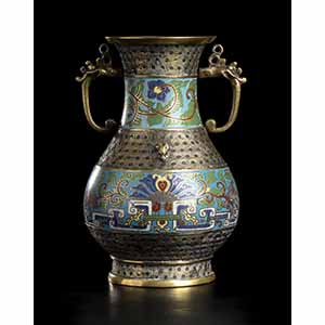 VASO IN METALLO CON SMALTI CLOISONNÉCina, ... 