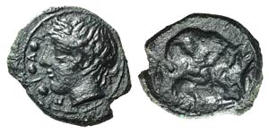 Sicily, Piakos, c. 420-400 BC. Æ Tetras or ... 