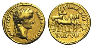 Tiberius (14-37). AV Aureus (18mm, 7.66g, ... 