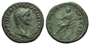 Claudius (41-54). Æ Dupondius (27mm, 10.69 ... 