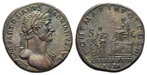 Hadrian (117-138). Æ Sestertius (32mm, ... 