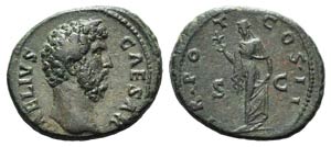 Aelius (Caesar, 136-138). Æ As (28mm, ... 