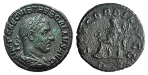 Trebonianus Gallus (251-253). Æ As (23mm, ... 