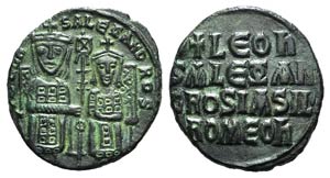 Leo VI and Alexander (886-912). Æ 40 Nummi ... 