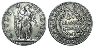 Italy, Repubblica Subalpina, 1800-1802. 5 ... 
