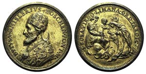 Papal, Pio V (1566-1572). Gilt Æ Medal 1572 ... 