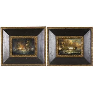 Pair of gold and ebonised framesCoppia di ... 
