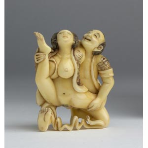 Erotic vegetable ivory netsuke;XX century; ... 