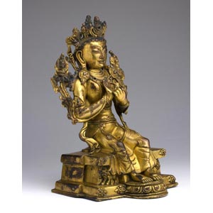 A gild bronze seated Buddha;XIX ... 